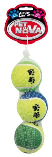 PET NOVA Zabawka dla Psa Piłki Tenisowe 3szt 6cm