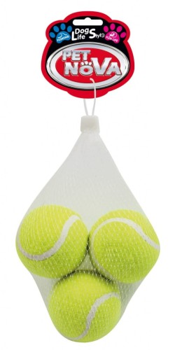 PET NOVA Zabawka dla Psa Piszczące Piłki Tenisowe 3szt 6cm