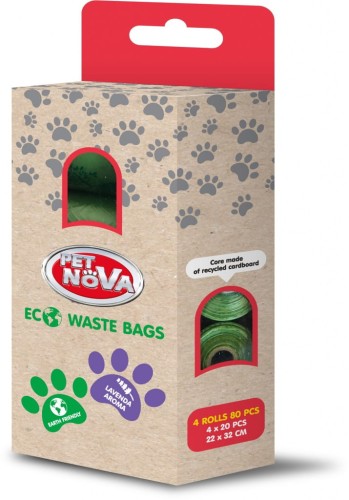 PET NOVA Worki biodegradowalne na psie odchody o zapachu lawendy 4x20szt
