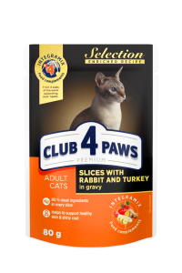 CLUB 4 PAWS Selection dla kotów Królik z indykiem w sosie 80g