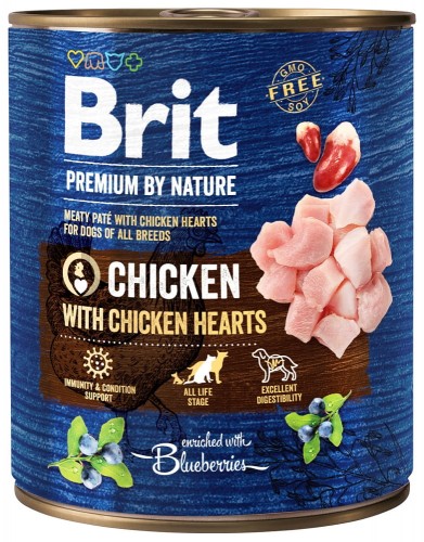 BRIT Premium by Nature Chicken Hearts Puszka 800g