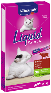 Vitakraft Liquid Snack z wołowiną i kocią trawą 6x15g