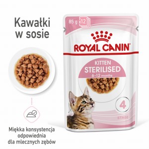 ROYAL CANIN Kitten Sterilised w sosie 12x85g kocięta do 12 miesiąca życia, sterylizowane