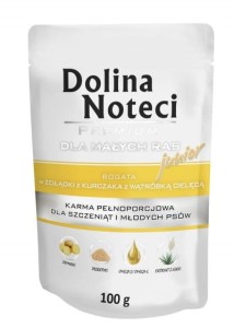 DOLINA NOTECI dla szczeniąt małych ras ŻOŁADKI Z KURCZAKA, WĄTRÓBKA CIELĘCA 10x100g