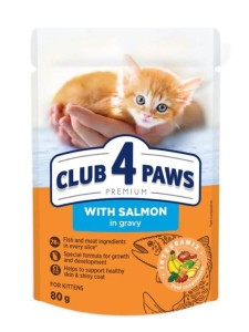 CLUB 4 PAWS PREMIUM dla kociąt Łosoś w sosie 80g