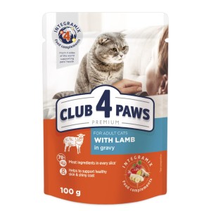 CLUB 4 PAWS PREMIUM dla kotów Jagnięcina w sosie 100g