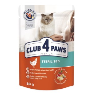 CLUB 4 PAWS PREMIUM dla kotów Sterilised w galaretce 80g