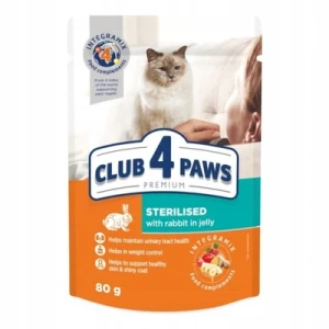 CLUB 4 PAWS PREMIUM dla kotów Sterilised z królikiem w galaretce 80g