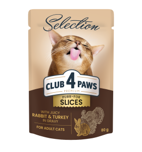 CLUB 4 PAWS Selection dla kotów Królik z indykiem w sosie 80g