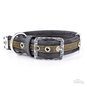 MyFamily LONDON Obroża EkoSkóra Zielona M+ 1035