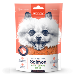 WANPY dla psa SALMON Fish Shape Bites Pieczone kawałki łososia 100g