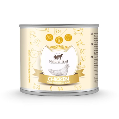 NATURAL TRAIL Monobiałkowa puszka dla kota o smaku Kurczaka 185g