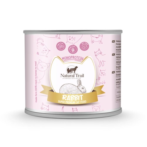 NATURAL TRAIL Monobiałkowa puszka dla kota o smaku Królika 185g