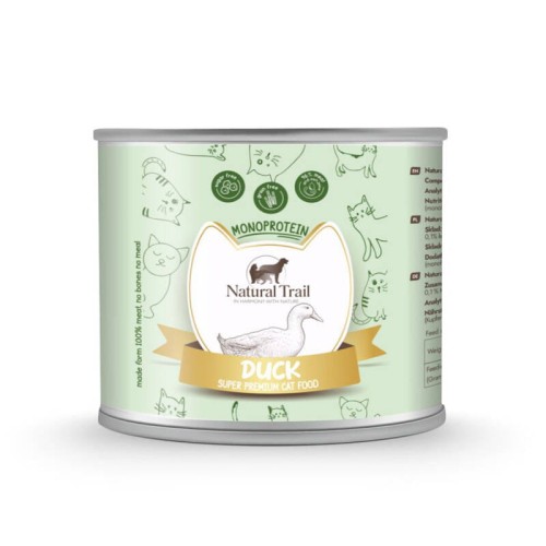NATURAL TRAIL Monobiałkowa puszka dla kota o smaku Kaczki 185g
