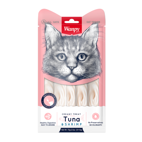 WANPY dla kota - przekąska w kremie o smaku tuńczyka i krewetek 70g
