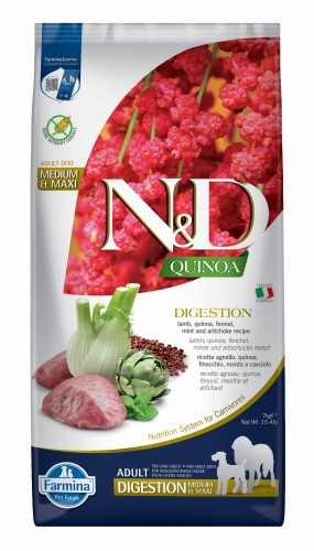 Farmina N&amp;D Dog QUINOA Digestion Lamb &amp; Fennel Adult Medium &amp; Maxi 7kg