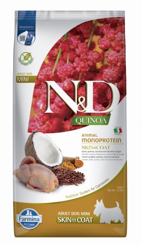 Farmina N&amp;D Dog QUINOA Skin &amp; Coat Quail &amp; Coconut Adult Mini 7kg
