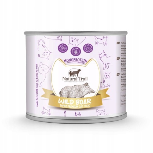 NATURAL TRAIL Monobiałkowa puszka dla kota o smaku Dzika 185g