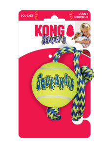 KONG SqueakAir Ball with rope M piłka tenisowa ze sznurkiem