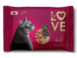MY LOVE Saszetka dla kotów 4x85g królik w sosie