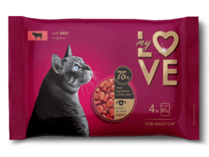 MY LOVE Saszetka dla kotów 4x85g wołowina w sosie