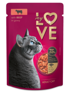 MY LOVE Saszetka dla kotów 85g Wołowina w sosie