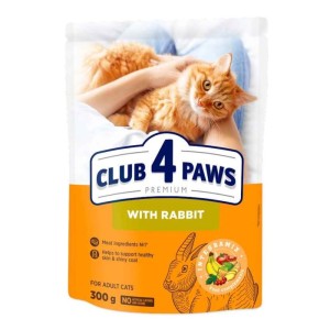 CLUB 4 PAWS karma dla dorosłych kotów 300g królik