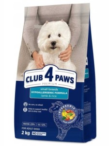 CLUB 4 PAWS karma dla dorosłych psów małych ras 2kg jagnięcina i ryż