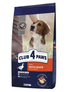 CLUB 4 PAWS karma dla dorosłych psów ras średnich 14kg kaczka