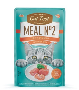 Cat Fest saszetka dla kota Meal No2 Tuna with shrimp in jelly 50g