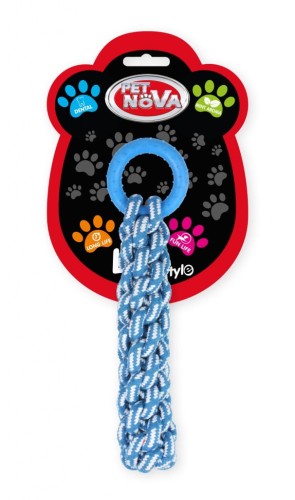 PET NOVA Zabawka dla Psa Ring ze Sznurkiem 30cm Niebieski