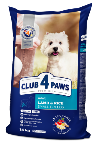 CLUB 4 PAWS Adult Lamb & Rice Small Breeds 14kg