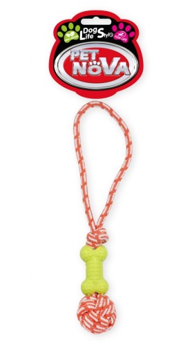 PET NOVA Zabawka dla Psa Kość na Sznurze 40cm Żółta